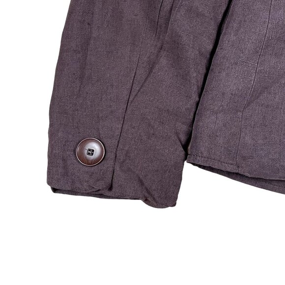 Jones New York Career Blazer Womens 4 Brown Silk & Linen Single Button Coat - Picture 5 of 7